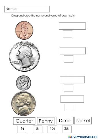 Coin names and values