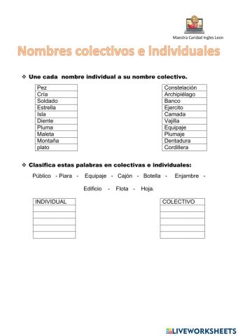 Nombres colectivos e individuales