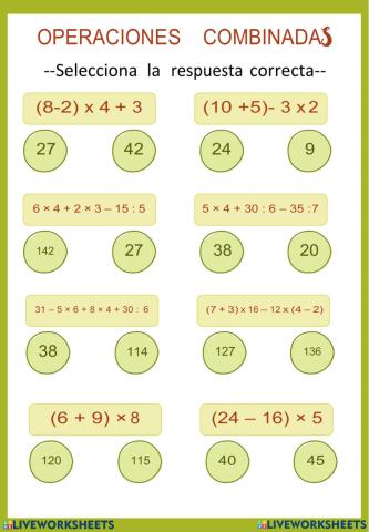 Operaciones combinadas