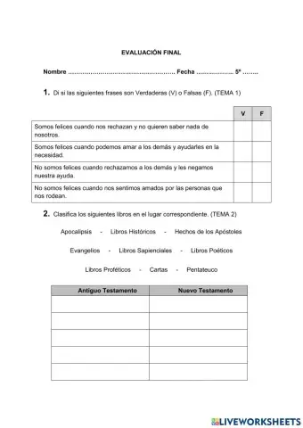 Evaluación Final 5º