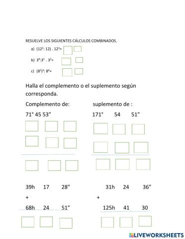 Potencias y sistema sexagesimal