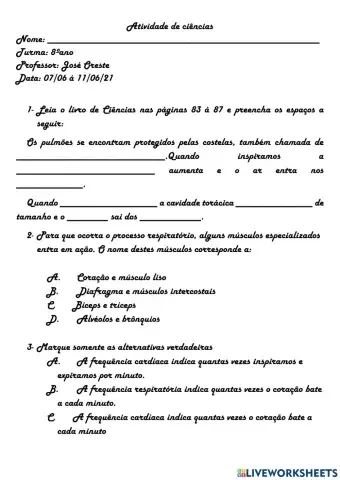 Inspiração e expiração