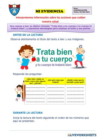 A leer un díptico titulado “Trata bien a tu cuerpo y tu cuerpo te tratará bien”