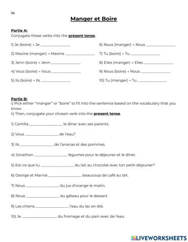 Manger et Boire -2 (5e)