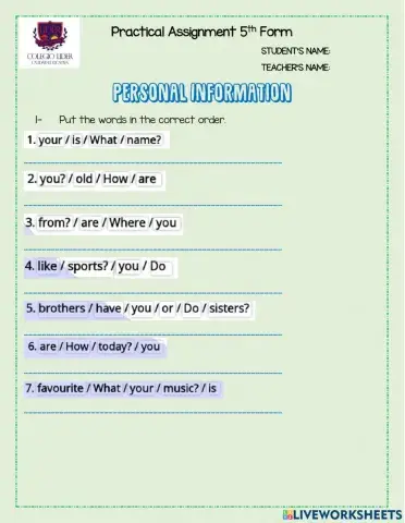 Practical Assignment - 5th Form Miss Carli & Miss Barby