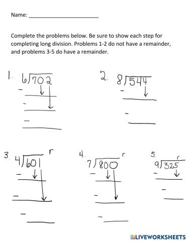 Long Division with and w-o remainders