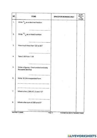 Maths Paper 3 , Section A