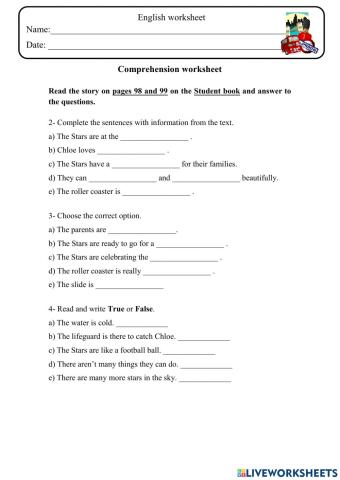 Comprehension worksheet