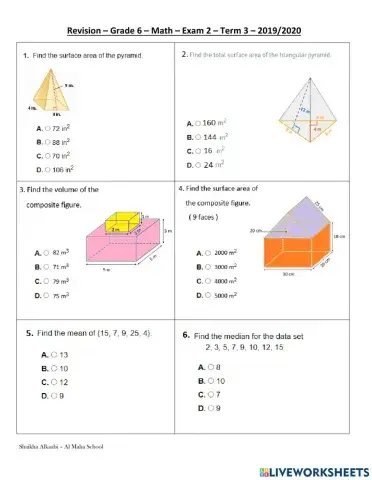 Grade 6 Elite Revision Sheet - Term 3