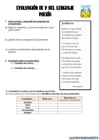 Evaluación poesía 5to