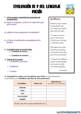 Evaluacion poesia 6to