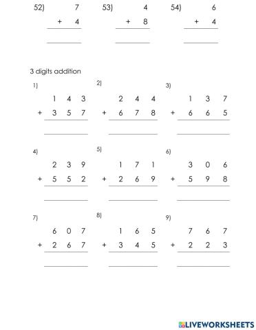 Addition 3 digit with change