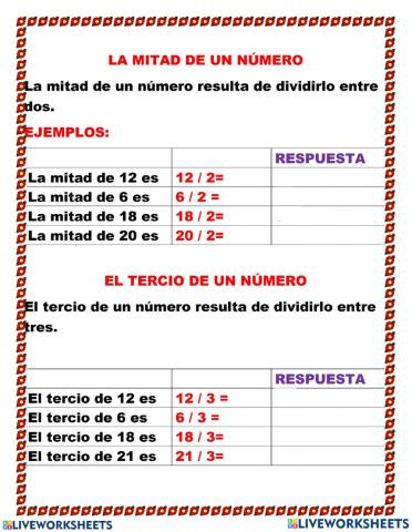 Mitad y tercio
