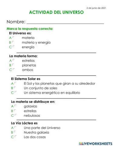 Actividad del universo