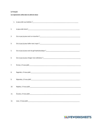 Les expressions utiles dans la salles de classe