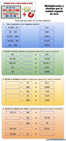 División 10, 100, ...
