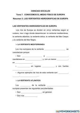 Las vertientes hidrógraficas de Europa