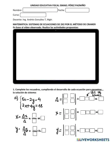 Sistemas de ecuaciones de 2x2