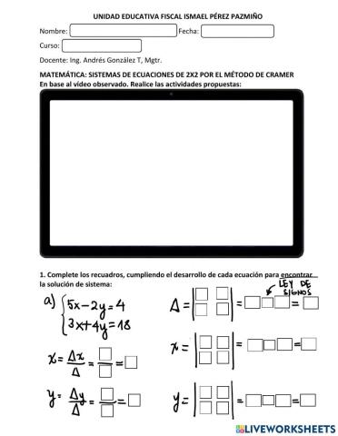 Sistemas de ecuaciones de 2x2