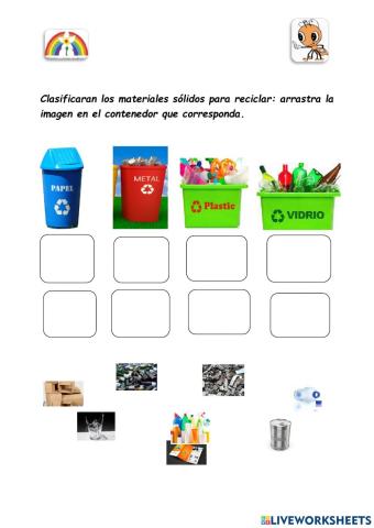 Clasificación de  materiales reciclables