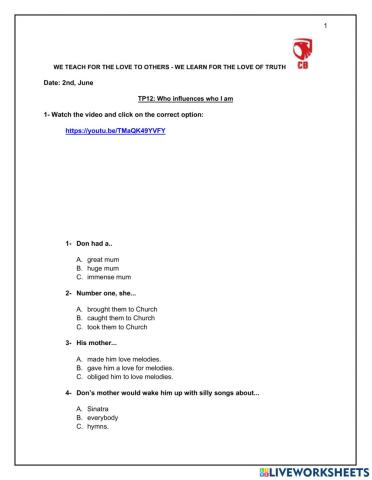 TP 12: Who influences who I am