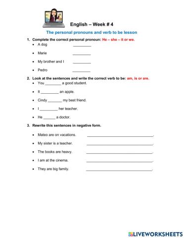 Lesson - Personal pronouns and To be