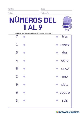Números del 1 al 9