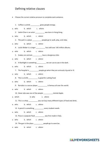 Defining relative clauses
