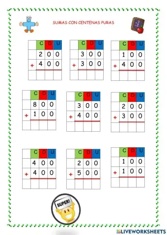 Sumas con centenas puras