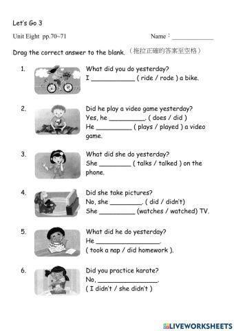 Let's go 3 U8 worksheet