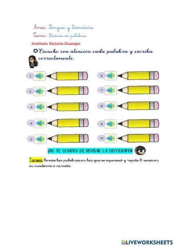 Dictado ortografía.