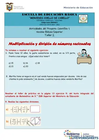 Multiplicación y división de números racionales