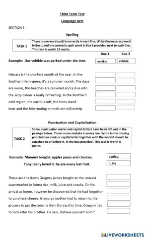 Third Term Language Arts Assessment