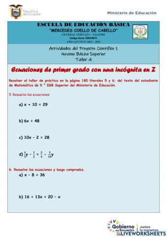 Ecuaciones de primer grado con una incógnita en Z