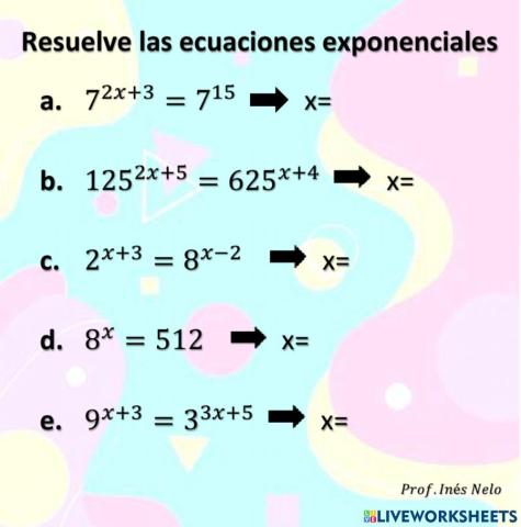 Ecuaciones exponenciales 1