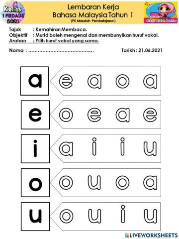 Mengenal huruf vokal