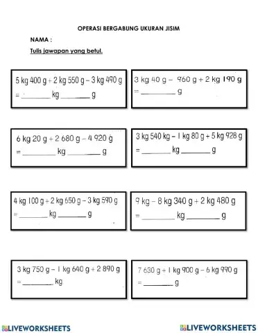Matematik Tahun 5 - Tambah dan Tolak Jisim