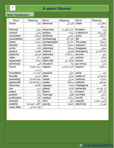 Unit 8 A space Odyssey (Vocab)