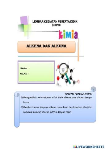 Tata nama alkena dan alkuna