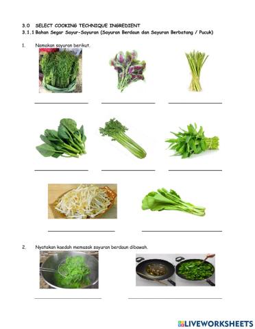 3.1.1 Bahan Segar Sayuran Berdaun & Sayuran Berbatang