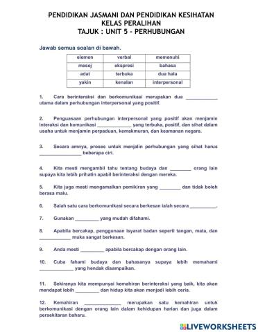 Pjpk peralihan - latihan unit 5 (perhubungan)