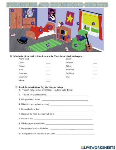 Furniture and household objects