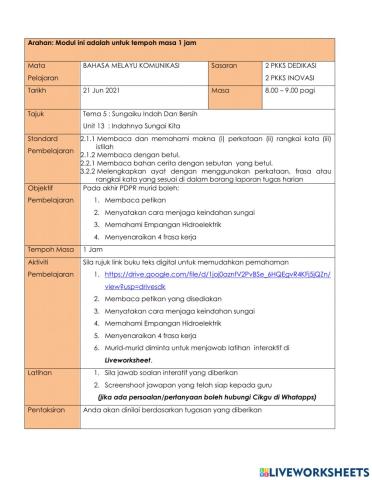 Tema 5 : Sungaiku Indah Dan Bersih
