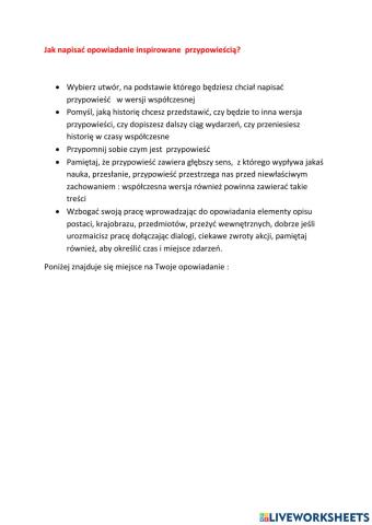 Instrukcja pisania opowiadania na podstawie przypowieści.