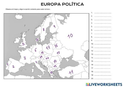 CUESTIONARIO PROYECTO GEOGRAFÍA 1 - EUROPA POLITICA