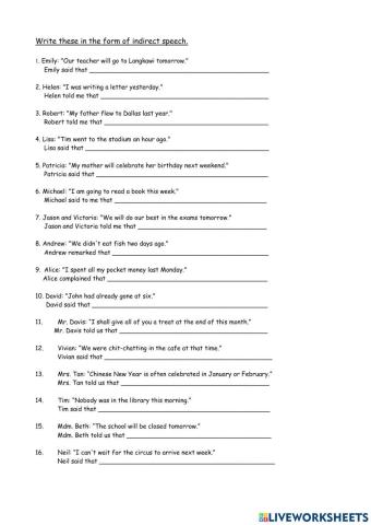 Direct and Indirect Speech (Statements)