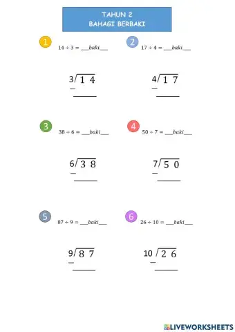 Tahun 2 bahagi berbaki