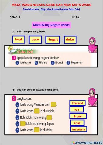 Mata wang negara asean dan nilai mata wang