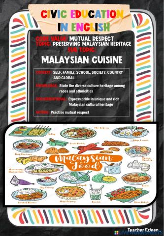 Civic Education (Mutual Respect: Persevering Malaysian Heritage- CUISINE)