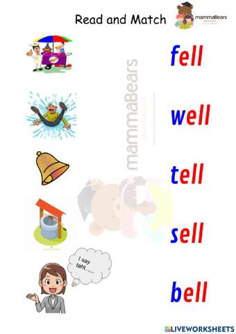 -ell- sound words Match Activity